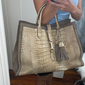 Taupe Italian leather bag